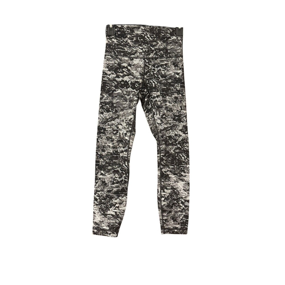 Lululemon 4 Wunder Under High Rise Leggings Pants Black Gray Sporty Gym